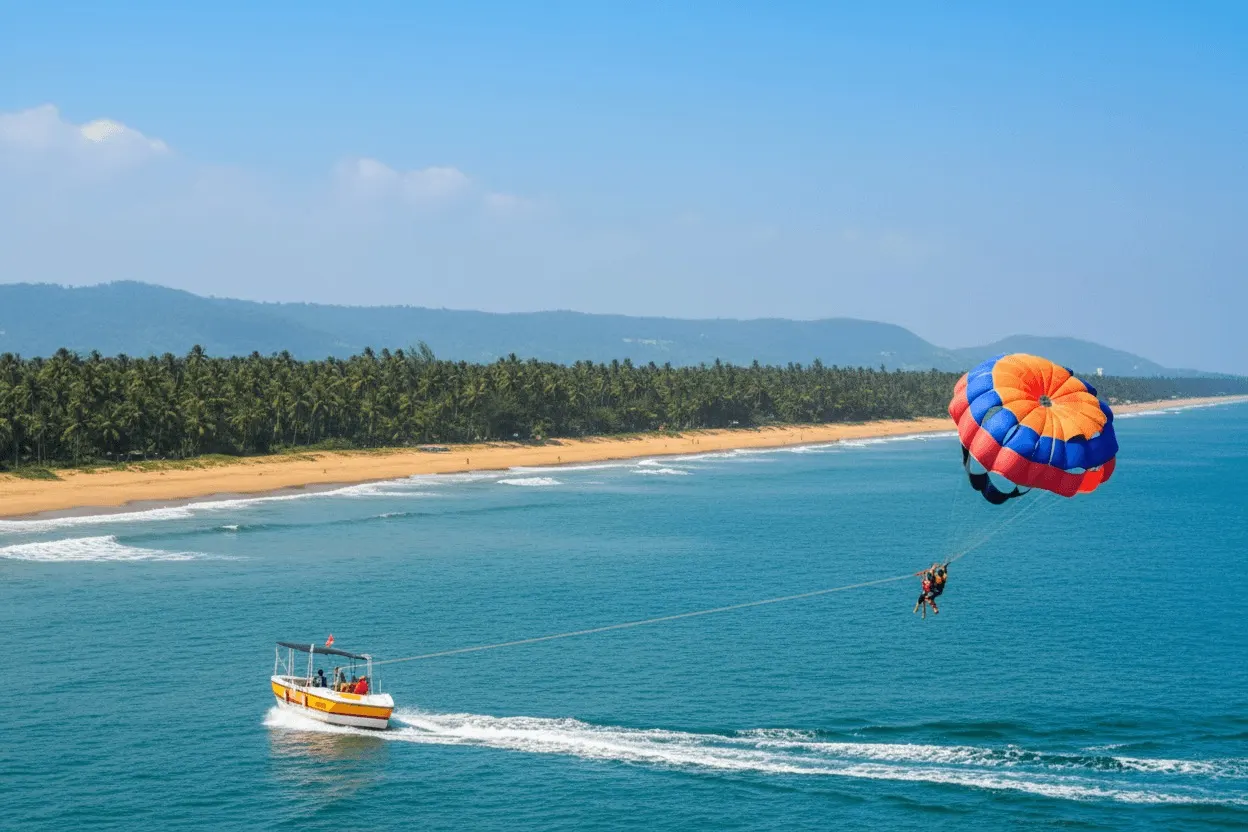 Parasailing over Murud Beach